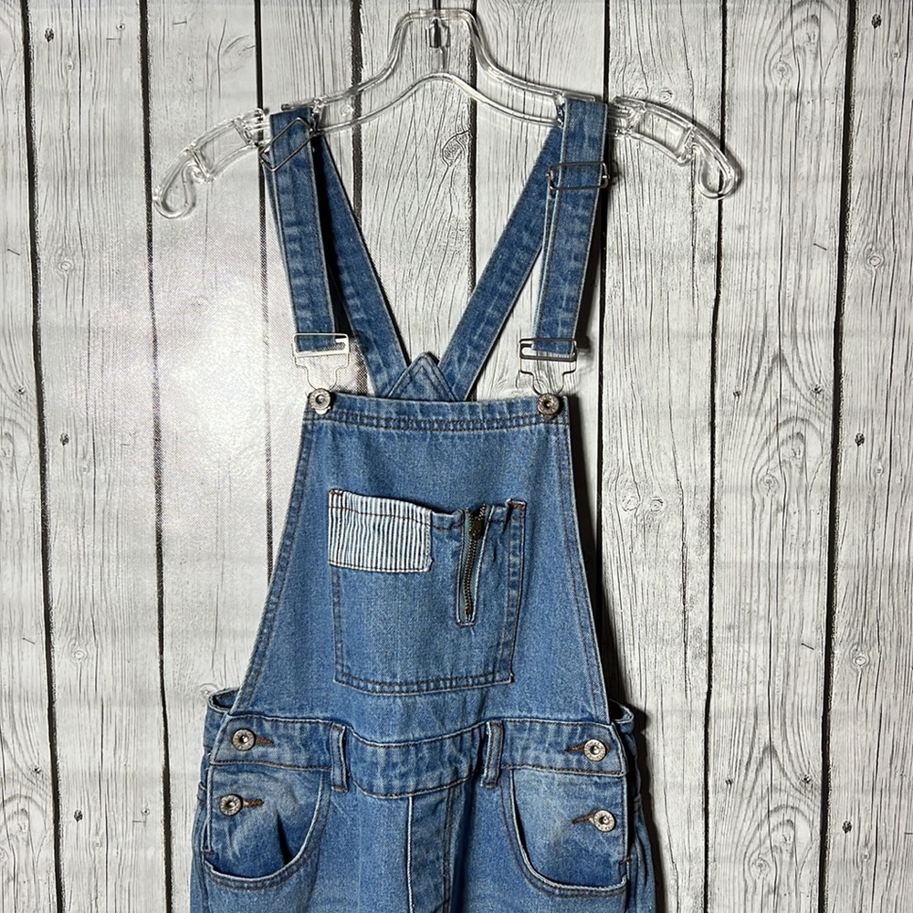 Pol Patchwork Denim Overalls Size Small - image 3